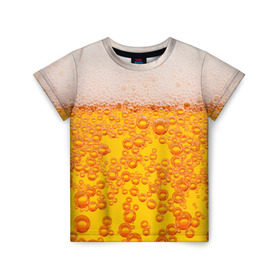 Детская футболка 3D с принтом Пивная тема в Кировске, 100% гипоаллергенный полиэфир | прямой крой, круглый вырез горловины, длина до линии бедер, чуть спущенное плечо, ткань немного тянется | Тематика изображения на принте: пена | прикол | пузырьки