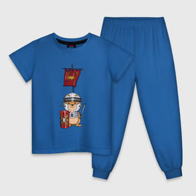 Детская пижама хлопок с принтом Хомячок-воин! в Кировске, 100% хлопок |  брюки и футболка прямого кроя, без карманов, на брюках мягкая резинка на поясе и по низу штанин
 | Тематика изображения на принте: легионер | рим | хомяк