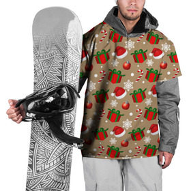 Накидка на куртку 3D с принтом Рождество в Кировске, 100% полиэстер |  | дед мороз | леденец | новый год | рождество | снежинки