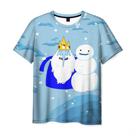 Мужская футболка 3D с принтом Ice King New Year в Кировске, 100% полиэфир | прямой крой, круглый вырез горловины, длина до линии бедер | 