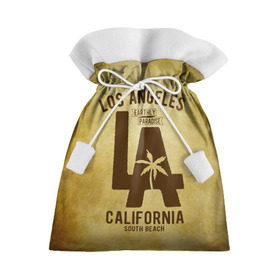 Подарочный 3D мешок с принтом Лос-Анджелес в Кировске, 100% полиэстер | Размер: 29*39 см | america | beach | california state | los angeles | palm trees | sea | states | united | usa | америки | калифорния | лос анджелес | море | пальмы | пляж | соединенные | сша | штат | штаты