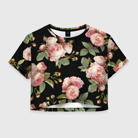 Женская футболка 3D укороченная с принтом Twenty One Pilots, розы как у Тайлера в Кировске, 100% полиэстер | круглая горловина, длина футболки до линии талии, рукава с отворотами | 21 пилотс | twentyonepilots | розы как у тайлера