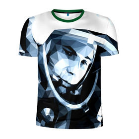 Мужская футболка 3D спортивная с принтом Гагарин в Кировске, 100% полиэстер с улучшенными характеристиками | приталенный силуэт, круглая горловина, широкие плечи, сужается к линии бедра | поехали | полигоны | юрий