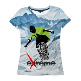 Женская футболка 3D с принтом Extreme в Кировске, 100% полиэфир ( синтетическое хлопкоподобное полотно) | прямой крой, круглый вырез горловины, длина до линии бедер | extreme | snowboard | сноуборд | экстрим