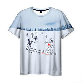Мужская футболка 3D с принтом Шерегеш в Кировске, 100% полиэфир | прямой крой, круглый вырез горловины, длина до линии бедер | Тематика изображения на принте: gesh | геш | лыжи | лыжник | сноуборд | шерегеш | шершавель