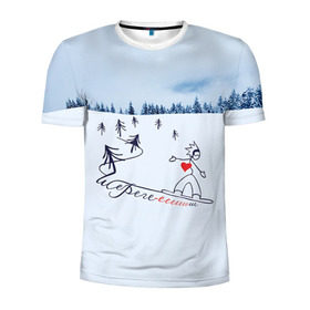 Мужская футболка 3D спортивная с принтом Шерегеш в Кировске, 100% полиэстер с улучшенными характеристиками | приталенный силуэт, круглая горловина, широкие плечи, сужается к линии бедра | gesh | геш | лыжи | лыжник | сноуборд | шерегеш | шершавель