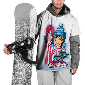 Накидка на куртку 3D с принтом Snowboard girl 3 в Кировске, 100% полиэстер |  | extreme | girl | snowboard | девушка | сноуборд | экстрим