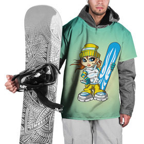 Накидка на куртку 3D с принтом Snowboard girl 1 в Кировске, 100% полиэстер |  | extreme | girl | snowboard | девушка | сноуборд | экстрим