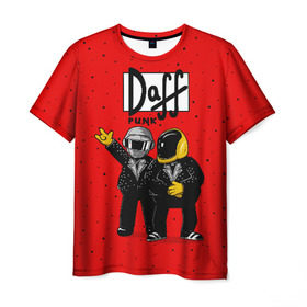 Мужская футболка 3D с принтом Daff Punk в Кировске, 100% полиэфир | прямой крой, круглый вырез горловины, длина до линии бедер | Тематика изображения на принте: donut | homer | music | simpson | барт | гомер | музыка | пончик | симпсон