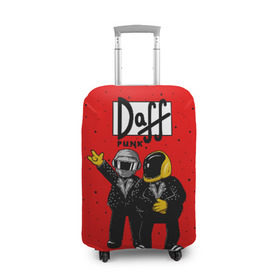 Чехол для чемодана 3D с принтом Daff Punk в Кировске, 86% полиэфир, 14% спандекс | двустороннее нанесение принта, прорези для ручек и колес | donut | homer | music | simpson | барт | гомер | музыка | пончик | симпсон