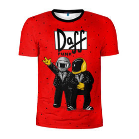 Мужская футболка 3D спортивная с принтом Daff Punk в Кировске, 100% полиэстер с улучшенными характеристиками | приталенный силуэт, круглая горловина, широкие плечи, сужается к линии бедра | donut | homer | music | simpson | барт | гомер | музыка | пончик | симпсон