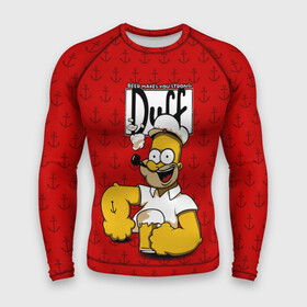 Мужской рашгард 3D с принтом Duff Beer в Кировске,  |  | bart | donut | griffin | homer | popeye | simpson | барт | гомер | гриффин | капитан | моряк | симпсон | стьюи | якорь