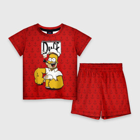 Детский костюм с шортами 3D с принтом Duff Beer в Кировске,  |  | bart | donut | griffin | homer | popeye | simpson | барт | гомер | гриффин | капитан | моряк | симпсон | стьюи | якорь