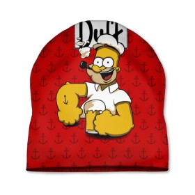 Шапка 3D с принтом Duff Beer в Кировске, 100% полиэстер | универсальный размер, печать по всей поверхности изделия | bart | donut | griffin | homer | popeye | simpson | барт | гомер | гриффин | капитан | моряк | симпсон | стьюи | якорь