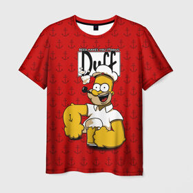 Мужская футболка 3D с принтом Duff Beer в Кировске, 100% полиэфир | прямой крой, круглый вырез горловины, длина до линии бедер | bart | donut | griffin | homer | popeye | simpson | барт | гомер | гриффин | капитан | моряк | симпсон | стьюи | якорь