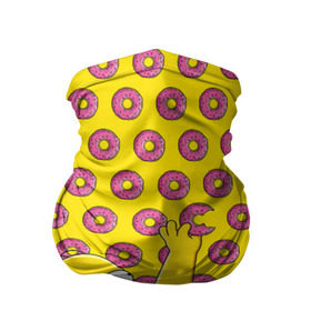 Бандана-труба 3D с принтом Пончики Гомера Симпсона в Кировске, 100% полиэстер, ткань с особыми свойствами — Activecool | плотность 150‒180 г/м2; хорошо тянется, но сохраняет форму | donut | homer | simpson | гомер | еда | плюшка | пончик | симпсон
