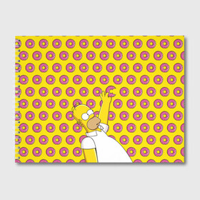 Альбом для рисования с принтом Пончики Гомера Симпсона в Кировске, 100% бумага
 | матовая бумага, плотность 200 мг. | donut | homer | simpson | гомер | еда | плюшка | пончик | симпсон