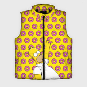 Мужской жилет утепленный 3D с принтом Пончики Гомера Симпсона в Кировске,  |  | donut | homer | simpson | гомер | еда | плюшка | пончик | симпсон