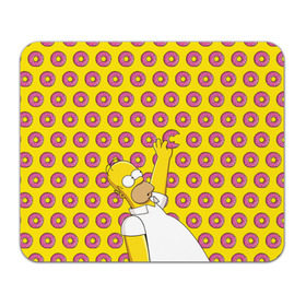Коврик прямоугольный с принтом Пончики Гомера Симпсона в Кировске, натуральный каучук | размер 230 х 185 мм; запечатка лицевой стороны | donut | homer | simpson | гомер | еда | плюшка | пончик | симпсон