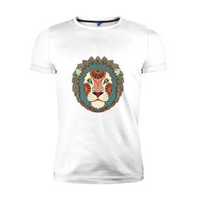 Мужская футболка премиум с принтом лев в Кировске, 92% хлопок, 8% лайкра | приталенный силуэт, круглый вырез ворота, длина до линии бедра, короткий рукав | знаки зодиака