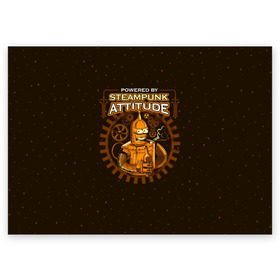 Поздравительная открытка с принтом Steampunk Attitude в Кировске, 100% бумага | плотность бумаги 280 г/м2, матовая, на обратной стороне линовка и место для марки
 | bender | fry | futurama | hermes | robot | zoidberg | бендер | гермес | зойдберг | робот | туранга | фрай | футурама