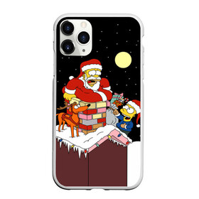 Чехол для iPhone 11 Pro матовый с принтом Симпсон - Санта Клаус в Кировске, Силикон |  | bart | christmas | happy new year | homer simpson | the simpsons | барт | гомер | дед мороз | луна | новый год | олень | подарки | санта | снег | собака | сосульки