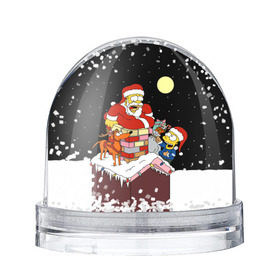 Снежный шар с принтом Симпсон - Санта Клаус в Кировске, Пластик | Изображение внутри шара печатается на глянцевой фотобумаге с двух сторон | bart | christmas | happy new year | homer simpson | the simpsons | барт | гомер | дед мороз | луна | новый год | олень | подарки | санта | снег | собака | сосульки