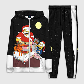 Женский костюм 3D с принтом Симпсон   Санта Клаус в Кировске,  |  | bart | christmas | happy new year | homer simpson | the simpsons | барт | гомер | дед мороз | луна | новый год | олень | подарки | санта | снег | собака | сосульки
