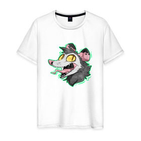 Мужская футболка хлопок с принтом Опоссум в Кировске, 100% хлопок | прямой крой, круглый вырез горловины, длина до линии бедер, слегка спущенное плечо. | animal | mouse | opossum | rat | животное | крыса | мышь | опоссум