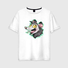 Женская футболка хлопок Oversize с принтом Опоссум в Кировске, 100% хлопок | свободный крой, круглый ворот, спущенный рукав, длина до линии бедер
 | animal | mouse | opossum | rat | животное | крыса | мышь | опоссум