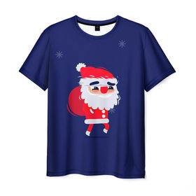 Мужская футболка 3D с принтом Санта в Кировске, 100% полиэфир | прямой крой, круглый вырез горловины, длина до линии бедер | christmas | new year | winter | дед мороз | зима | новый год | рождество