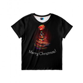Детская футболка 3D с принтом Елочка в Кировске, 100% гипоаллергенный полиэфир | прямой крой, круглый вырез горловины, длина до линии бедер, чуть спущенное плечо, ткань немного тянется | christmas | new year | winter | дед мороз | зима | новый год | рождество