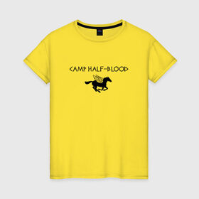 Женская футболка хлопок с принтом Camp Half-Blood в Кировске, 100% хлопок | прямой крой, круглый вырез горловины, длина до линии бедер, слегка спущенное плечо | halfblood | percy jackson | перси джексон