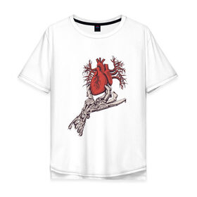Мужская футболка хлопок Oversize с принтом Рука и сердце в Кировске, 100% хлопок | свободный крой, круглый ворот, “спинка” длиннее передней части | био | механика | рука | сердце | тату