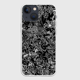 Чехол для iPhone 13 mini с принтом Монстры в Кировске,  |  | background | black | dark | devils | evil | force | ghosts | graphic | monsters | графика | дьяволы | монстры | нечисть | привидения | силы | тёмные | фон | черный