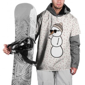 Накидка на куртку 3D с принтом Крутой снеговик 2 в Кировске, 100% полиэстер |  | зима | новогодний | очки | паттерн | рождество | снежинки