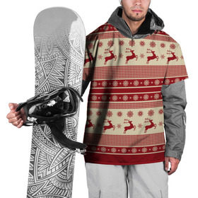 Накидка на куртку 3D с принтом Зимние олени в Кировске, 100% полиэстер |  | happy new year | ёлка | зима | олень | праздник | снег | снежинка