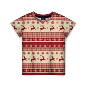 Детская футболка 3D с принтом Зимние олени в Кировске, 100% гипоаллергенный полиэфир | прямой крой, круглый вырез горловины, длина до линии бедер, чуть спущенное плечо, ткань немного тянется | happy new year | ёлка | зима | олень | праздник | снег | снежинка