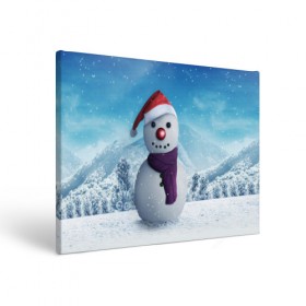 Холст прямоугольный с принтом Снеговик в Кировске, 100% ПВХ |  | happy new year | блеск | ёлка | зима | игрушки. праздник | конфетти | новый год | подарки | снег