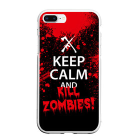 Чехол для iPhone 7Plus/8 Plus матовый с принтом Keep Calm & Kill Zombies в Кировске, Силикон | Область печати: задняя сторона чехла, без боковых панелей | bone | carl | rick | skelet | skull | walking dead | zombie | граймс | зомби | карл | нежить | нечисть | рик | скелет | ходячие мертвецы | череп