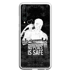 Чехол для Honor P30 с принтом No Place is Safe в Кировске, Силикон | Область печати: задняя сторона чехла, без боковых панелей | Тематика изображения на принте: bone | carl | rick | skelet | skull | walking dead | zombie | граймс | зомби | карл | кости | рик | скелет | ходячие мертвецы | череп