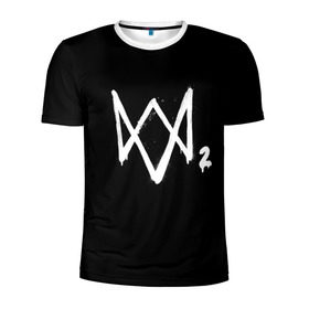 Мужская футболка 3D спортивная с принтом Watch Dogs 2 лого в Кировске, 100% полиэстер с улучшенными характеристиками | приталенный силуэт, круглая горловина, широкие плечи, сужается к линии бедра | Тематика изображения на принте: logo | watchdogs