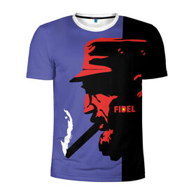 Мужская футболка 3D спортивная с принтом Fidel в Кировске, 100% полиэстер с улучшенными характеристиками | приталенный силуэт, круглая горловина, широкие плечи, сужается к линии бедра | castro | che | fidel | guevara | гевара | кастро | фидель | че