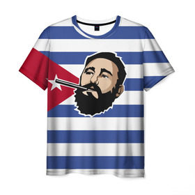 Мужская футболка 3D с принтом Fidel Castro в Кировске, 100% полиэфир | прямой крой, круглый вырез горловины, длина до линии бедер | Тематика изображения на принте: castro | che | fidel | guevara | гевара | кастро | фидель | че