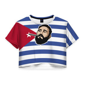 Женская футболка 3D укороченная с принтом Fidel Castro в Кировске, 100% полиэстер | круглая горловина, длина футболки до линии талии, рукава с отворотами | castro | che | fidel | guevara | гевара | кастро | фидель | че