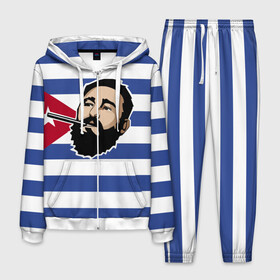 Мужской костюм 3D с принтом Fidel Castro в Кировске, 100% полиэстер | Манжеты и пояс оформлены тканевой резинкой, двухслойный капюшон со шнурком для регулировки, карманы спереди | castro | che | fidel | guevara | гевара | кастро | фидель | че