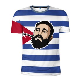 Мужская футболка 3D спортивная с принтом Fidel Castro в Кировске, 100% полиэстер с улучшенными характеристиками | приталенный силуэт, круглая горловина, широкие плечи, сужается к линии бедра | castro | che | fidel | guevara | гевара | кастро | фидель | че