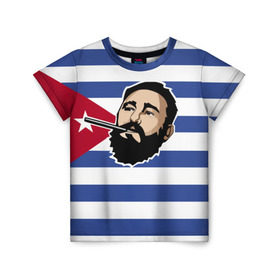 Детская футболка 3D с принтом Fidel Castro в Кировске, 100% гипоаллергенный полиэфир | прямой крой, круглый вырез горловины, длина до линии бедер, чуть спущенное плечо, ткань немного тянется | castro | che | fidel | guevara | гевара | кастро | фидель | че