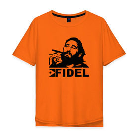 Мужская футболка хлопок Oversize с принтом Фидель, Кастро в Кировске, 100% хлопок | свободный крой, круглый ворот, “спинка” длиннее передней части | castro | che | fidel | guevara | гевара | кастро | фидель | че