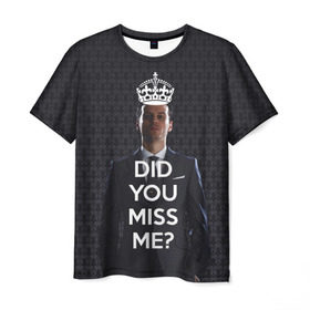 Мужская футболка 3D с принтом Keep Calm & Miss Me в Кировске, 100% полиэфир | прямой крой, круглый вырез горловины, длина до линии бедер | holmes | sherlock | мориарти | профессор | холмс | шерлок